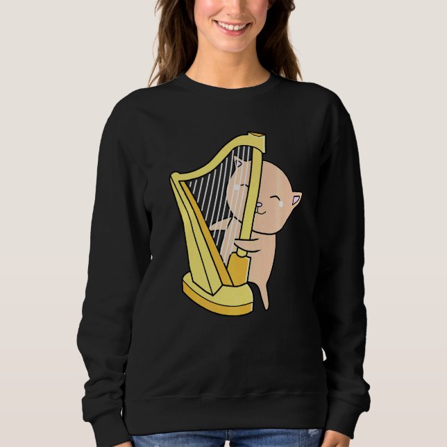 Sweatshirt Cat Feline Meow Harp Orchestra Concert Gig Rhythm (Devant)