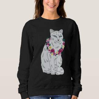 Sweatshirt Cat Flower Kitten roses Cats Cute White Cat
