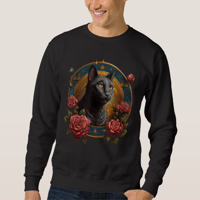 Sweatshirt Cat Flowers Artwork  Cat Motif Animal Cat (Devant)