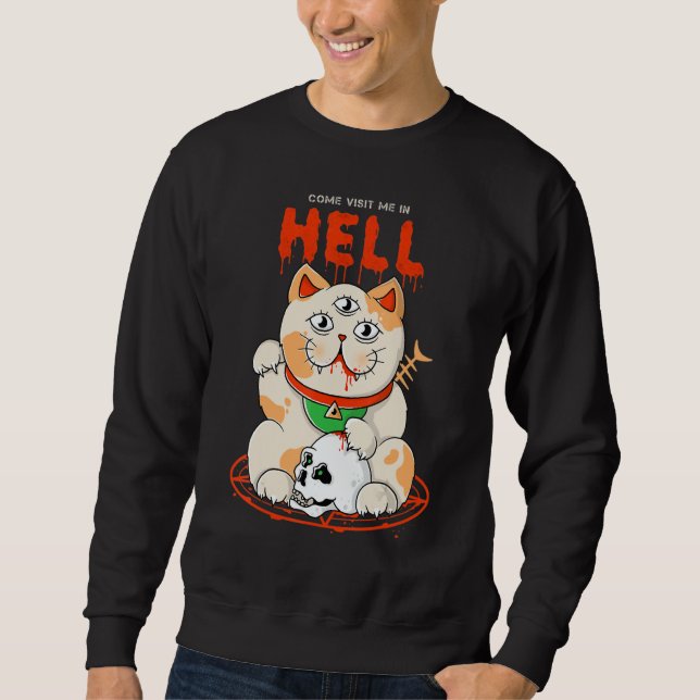 Sweatshirt Cat from Hell   Edgy Aesthetic Streetwear (Devant)