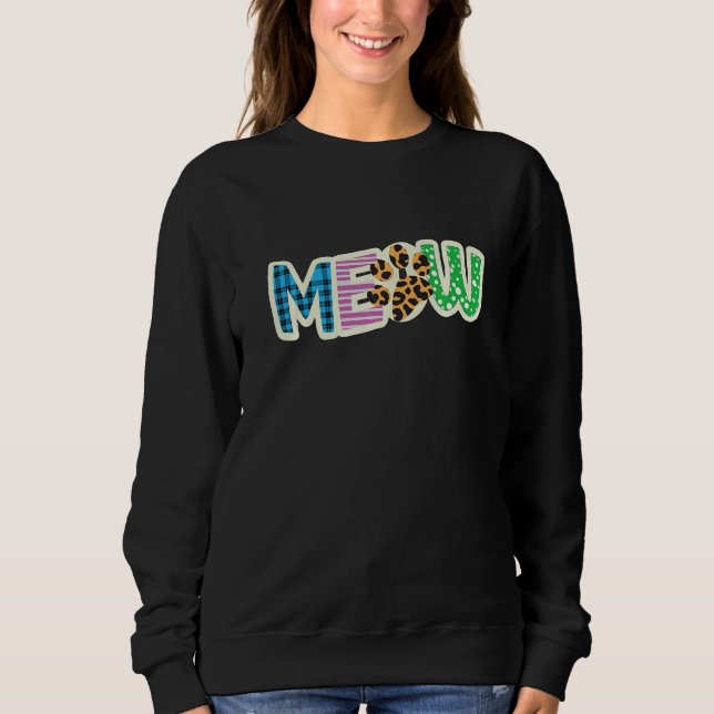 Sweatshirt Cat  Graphic Patchwork Meow (Devant)