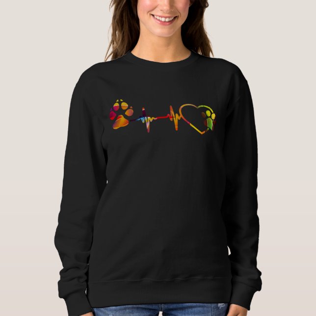 Sweatshirt Cat Heartbeat Love Cats Women s Girls Cat (Devant)