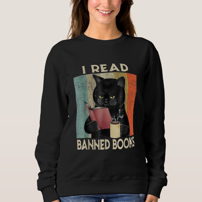 Sweatshirt Cat I Read Banned Books men Bookworms Reading Book (Devant)