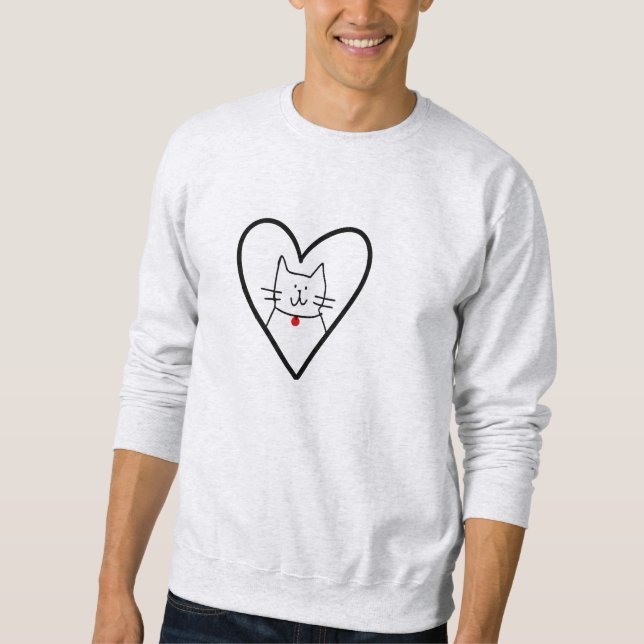 Sweatshirt Cat in Heart Doodle  (Devant)