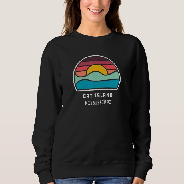 Sweatshirt Cat Island Mississippi Cool Minimalist Ocean Wave  (Devant)