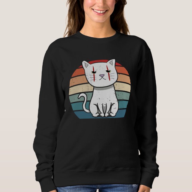 Sweatshirt Cat Kitten Halloween Retro For Crazy Cat (Devant)