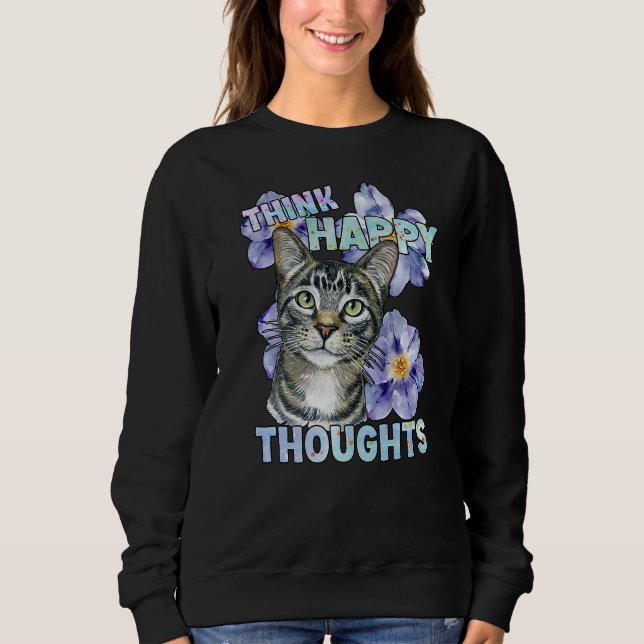 Sweatshirt Cat Kitten Hangover Saying Motivation Flowers Happ (Devant)