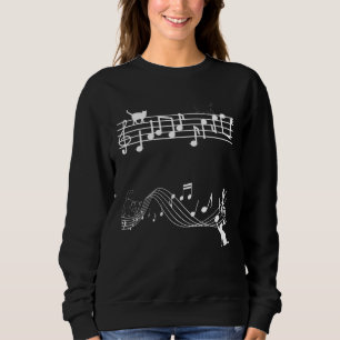 Sweatshirt Cat Kitty Jouer de la musique Note Clef Musicien A
