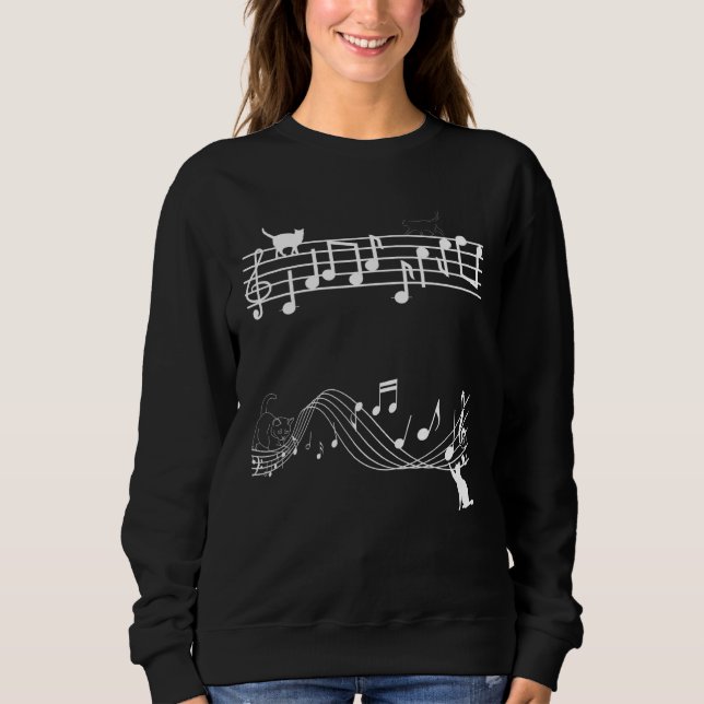 Sweatshirt Cat Kitty Jouer de la musique Note Clef Musicien A (Devant)