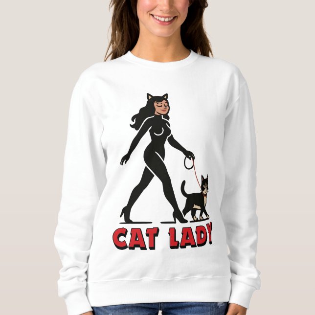 Sweatshirt Cat Lady - Tuxedo Cats Lover - Comic Art Graphic (Devant)