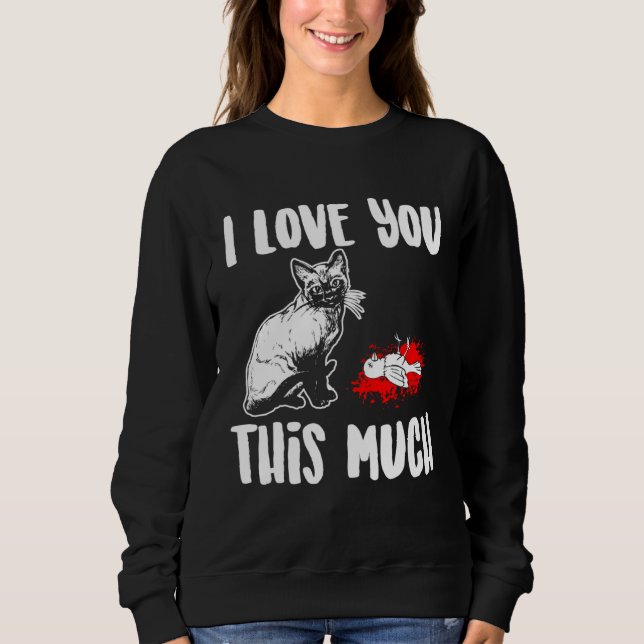 Sweatshirt Cat loves dead bird joke everyday text simple retr (Devant)