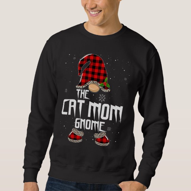 Sweatshirt Cat Mom Gnome Buffalo Plaid Matching Family Christ (Devant)