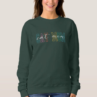 Sweatshirt Cat Mom Graphic Amoureux de design tendance et col