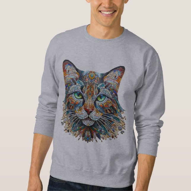 Sweatshirt Cat Mosaic Art (Devant)
