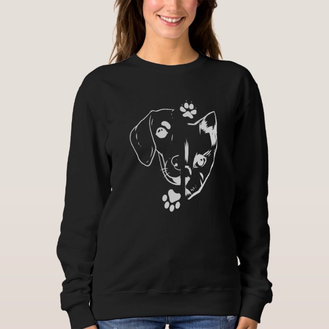 Sweatshirt Cat Paw Dog Paw Cat Owner Dog Owner Cat  Dog & Cat (Devant)