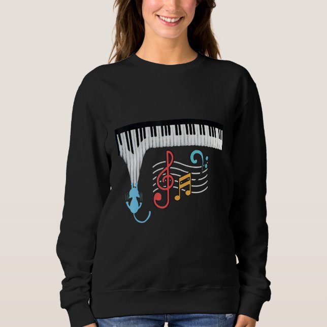 Sweatshirt Cat Piano Funny Piano Players Piano Teachers Music (Devant)