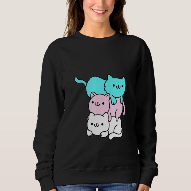 Sweatshirt Cat Pile Trans Support Outdoor Cool Animal Pride L (Devant)