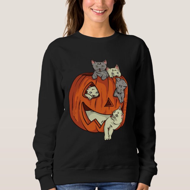 Sweatshirt Cat Pumpkin Jack O Lantern Cat Halloween Costume B (Devant)
