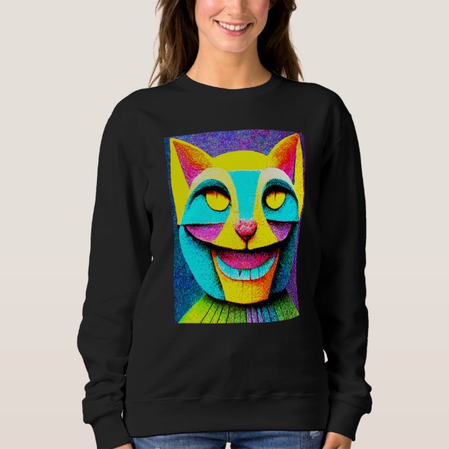 Sweatshirt Cat Punk Cyborg Men Women Boys Girls (Devant)