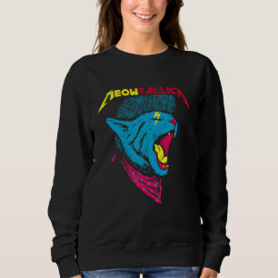 Sweatshirt Cat Rock 90s Meow For Music Band Fans 1