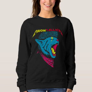 Sweatshirt Cat Rock 90s Meow For Music Band Fans 1