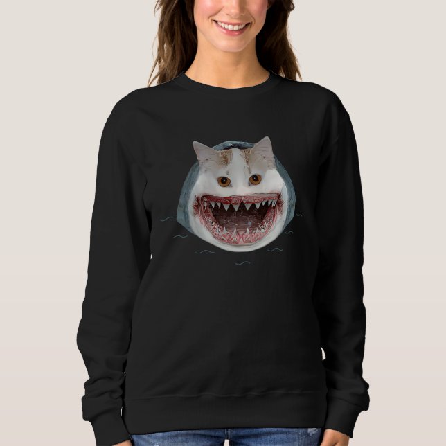 Sweatshirt Cat Shark   Shark  Cat    Scary Cat (Devant)