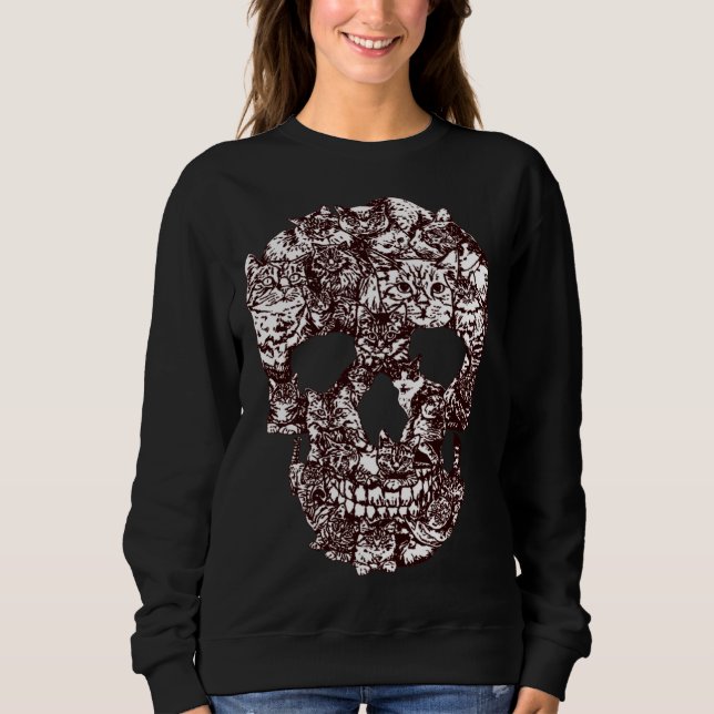 Sweatshirt Cat Skull T-Shirt Kitty Skeleton Halloween Costume (Devant)