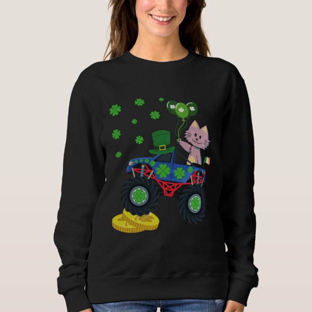 Sweatshirt Cat St Patrick s Day Monster Truck Irish Cat  Sham (Devant)