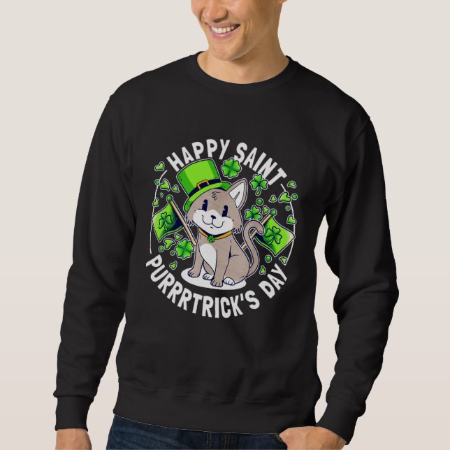Sweatshirt Cat St Patricks Day Kitten I Purrrtrick s Day (Devant)