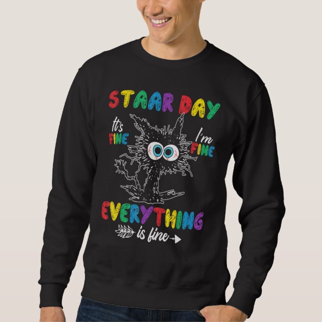 Sweatshirt Cat Staar Testing Day It's Fine I'm Fine Everythin (Devant)