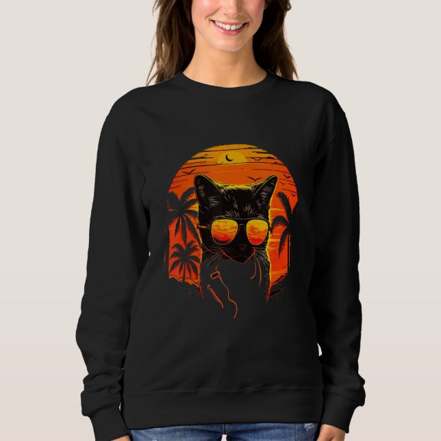 Sweatshirt Cat  Vacation Cat In Sunglasses On Sunset 1 (Devant)