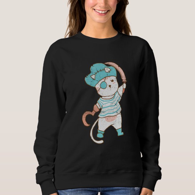 Sweatshirt Cat Wearing Pirate Halloween Party Costume Pirates (Devant)