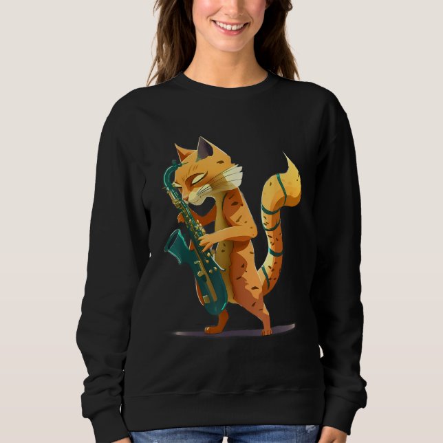 Sweatshirt Cat with saxophone (Devant)