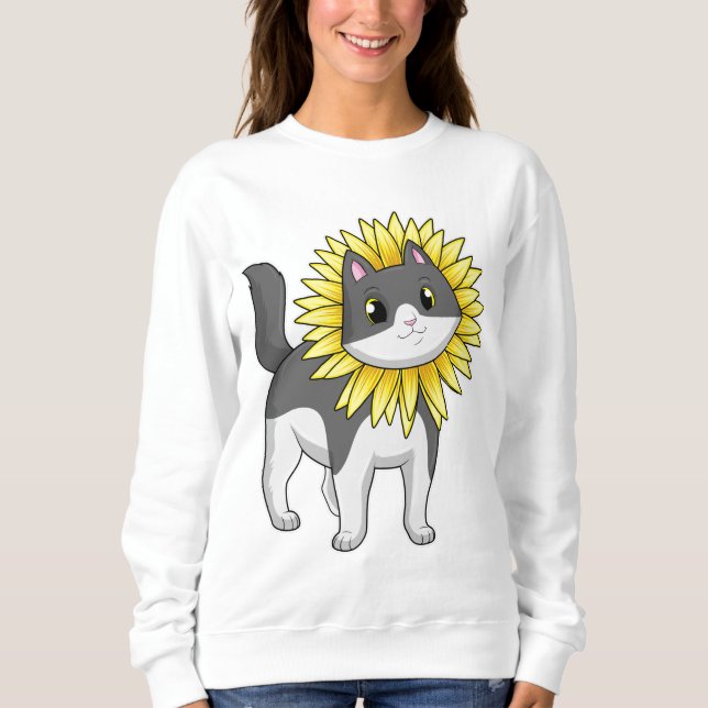 Sweatshirt Cat with sunflower (Devant)