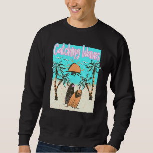 Sweatshirt Catching Waves Surfing Beach Surf Vintage