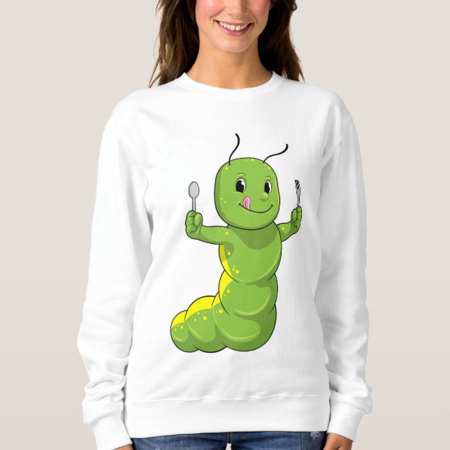 Sweatshirt Caterpillar avec cuillère et fourche (Devant)