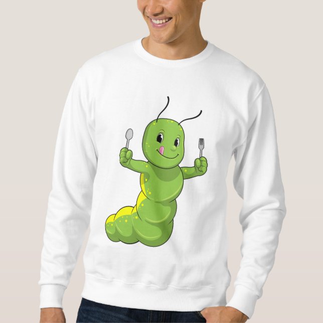 Sweatshirt Caterpillar avec cuillère et fourche (Devant)