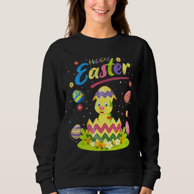 Sweatshirt Caterpillar Easter Egg Caterpillar Happy Pâques (Devant)