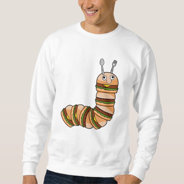 Sweatshirt Caterpillar en Cheeseburger avec boeuf & salade (Devant)