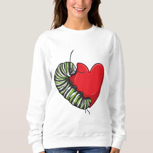 Sweatshirt Caterpillar love heart (Devant)
