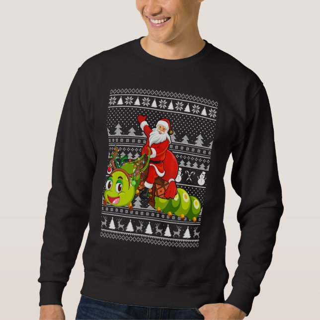 Sweatshirt Caterpillar Lover Père Noël Riding Caterpillar Ugl (Devant)