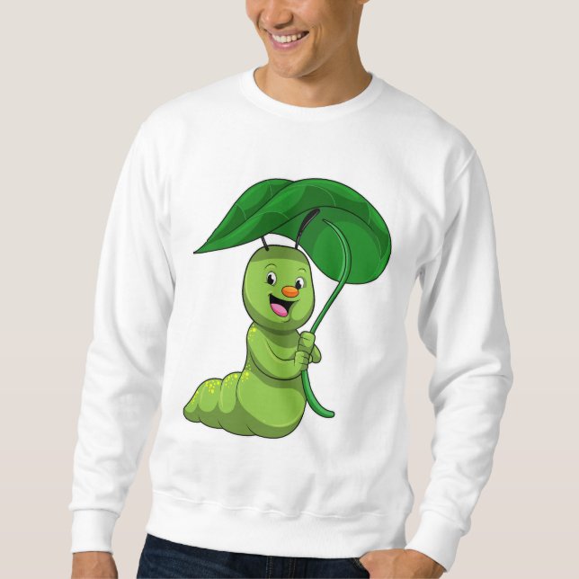 Sweatshirt Caterpillar with Leaf as Parasol (Devant)