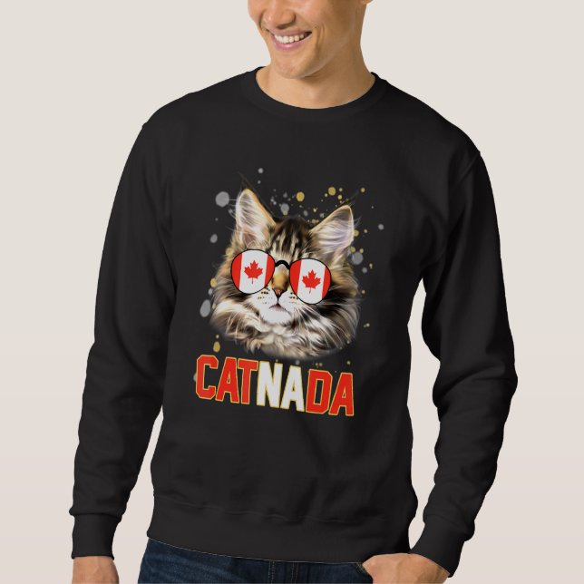 Sweatshirt Catnada Chat portant un drapeau Feuille d'érable J (Devant)