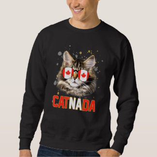 Sweatshirt Catnada Chat portant un drapeau Feuille d'érable J