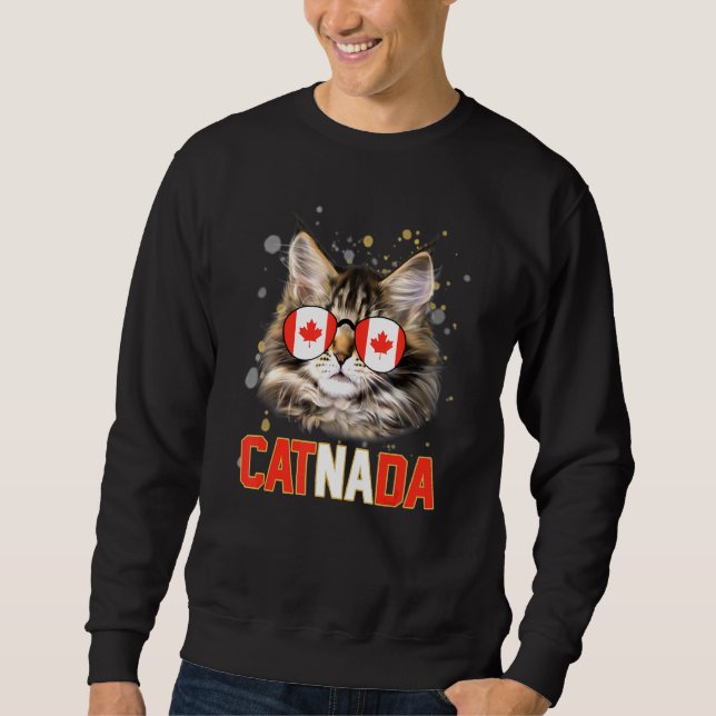 Sweatshirt Catnada Chat portant un drapeau Feuille d'érable J (Devant)