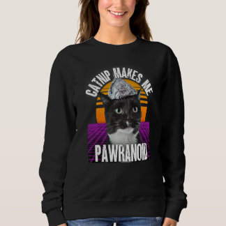 Sweatshirt Catnip Me Fait Pawranoid Tinfoil Conspiration Casq