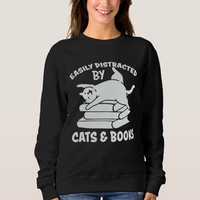Sweatshirt Cats And Books   Cute Cat Owner Cat  Cat Mom (Devant)