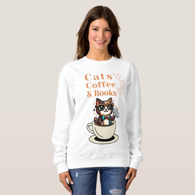Sweatshirt Cats Café et livres Cool Cat (Devant entier)