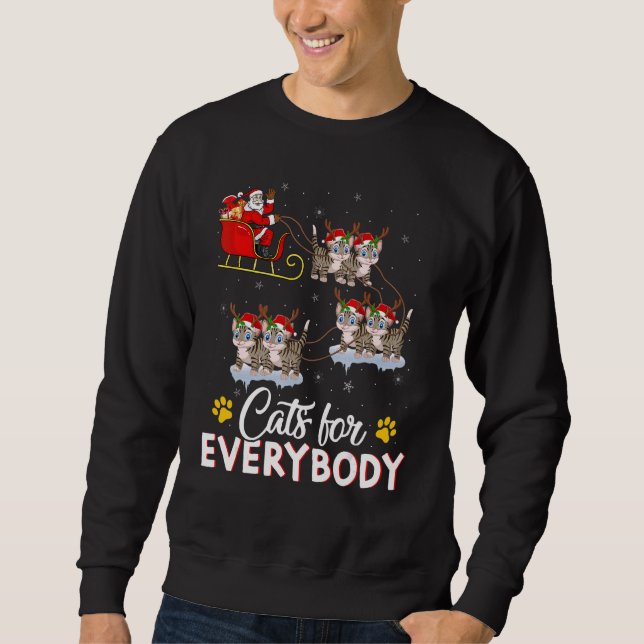 Sweatshirt Cats For Everybody Xmas Santa Sleigh Cat Christmas (Devant)