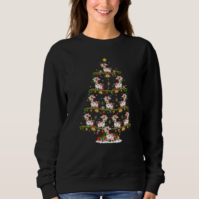 Sweatshirt Cattle  Lights Xmas Santa Cattle Christmas Tree (Devant)